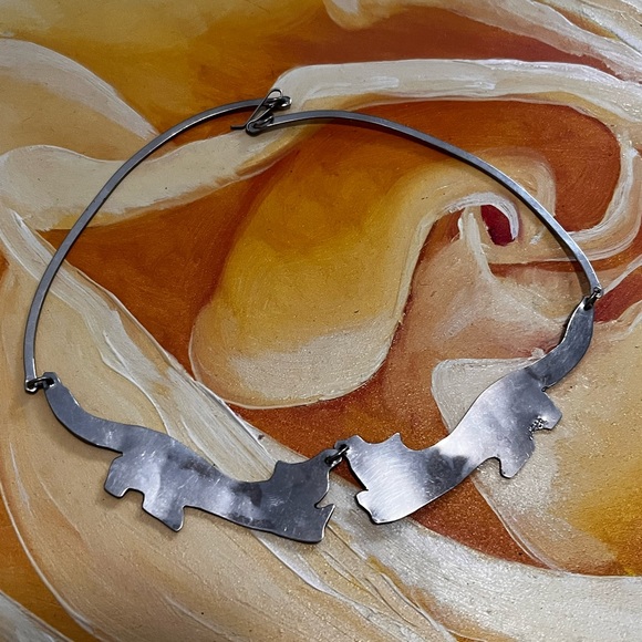 Mexican Alpaca Silver mother of pearl Neclace cat figures - Picture 4 of 8